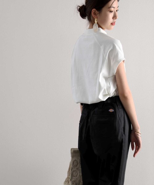 Dickies(ディッキーズ)の「【Dickies ディッキーズ】 タック入り無地ストレッチハイウエストストレートイージーパンツ(フルレングス)(チノパンツ・レディース・ブラック/アーミー・36/34/32/30/28)」の8枚目の写真
