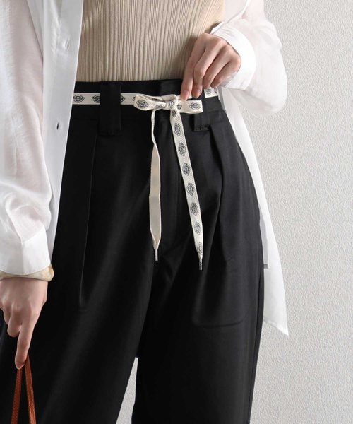 Dickies ディッキーズ】 タック入り無地ストレッチハイウエスト