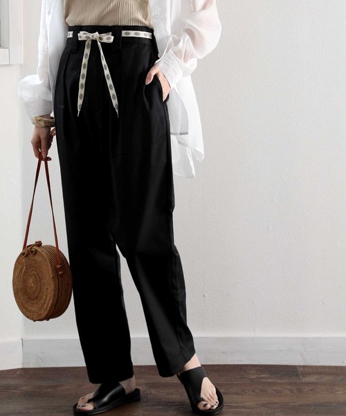 Dickies ディッキーズ】 タック入り無地ストレッチハイウエスト