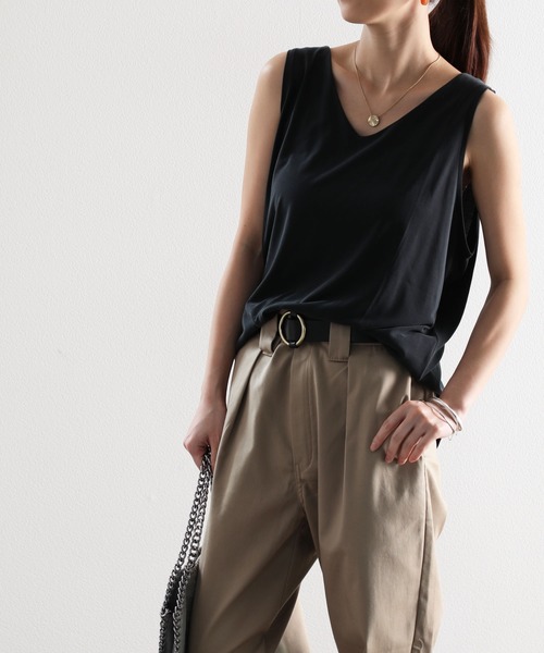Dickies(ディッキーズ)の「【Dickies ディッキーズ】 タック入り無地ストレッチハイウエストストレートイージーパンツ(フルレングス)(チノパンツ・レディース・ブラック/アーミー・36/34/32/30/28)」の16枚目の写真
