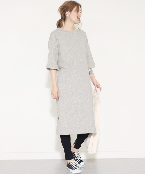 reca(レカ)の「バックツイストコットンワンピース レギンスセット(ワンピース・レディース・ブラック/ベージュ/オフホワイト/ダークグレー/グレー系その他/カーキ・FREE)」の4枚目の写真