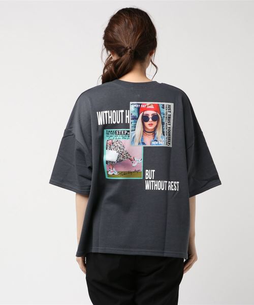 SpRay(スプレイ)の「【WEB限定】ミニ裏毛BACKフォト半袖カットソー(Tシャツ/カットソー・レディース・オフホワイト/チャコールグレー/ブラック/ベージュ/ブルー・FREE)」の8枚目の写真