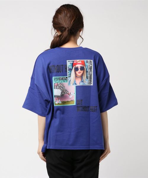 SpRay(スプレイ)の「【WEB限定】ミニ裏毛BACKフォト半袖カットソー(Tシャツ/カットソー・レディース・オフホワイト/チャコールグレー/ブラック/ベージュ/ブルー・FREE)」の10枚目の写真
