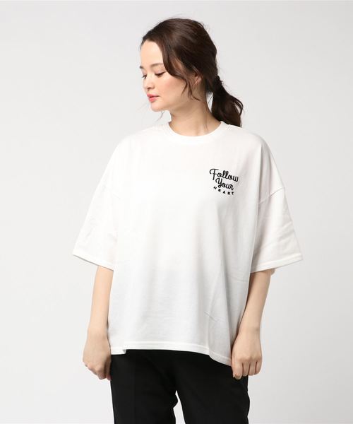 SpRay(スプレイ)の「【WEB限定】ミニ裏毛BACKフォト半袖カットソー(Tシャツ/カットソー・レディース・オフホワイト/チャコールグレー/ブラック/ベージュ/ブルー・FREE)」の12枚目の写真
