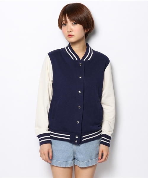 WEGO(ウィゴー)の「WEGO/スウェットバック刺繍スタジャン(スタジャン・レディース・ブラック/ネイビー/ライトパープル・FREE)」の8枚目の写真