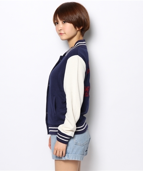 WEGO(ウィゴー)の「WEGO/スウェットバック刺繍スタジャン(スタジャン・レディース・ブラック/ネイビー/ライトパープル・FREE)」の9枚目の写真
