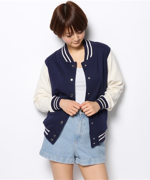 WEGO(ウィゴー)の「WEGO/スウェットバック刺繍スタジャン(スタジャン・レディース・ブラック/ネイビー/ライトパープル・FREE)」の11枚目の写真