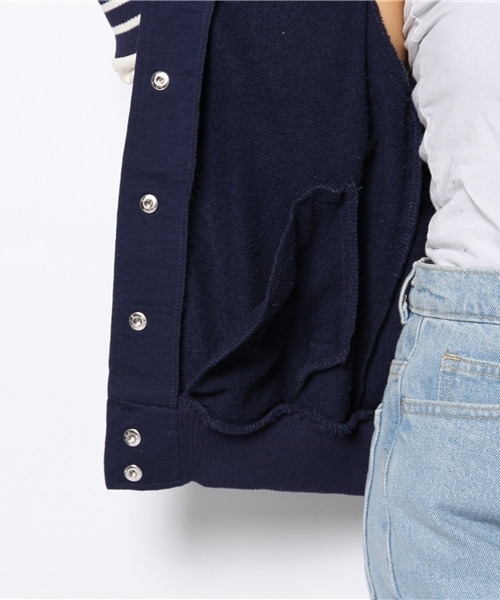 WEGO(ウィゴー)の「WEGO/スウェットバック刺繍スタジャン(スタジャン・レディース・ブラック/ネイビー/ライトパープル・FREE)」の6枚目の写真
