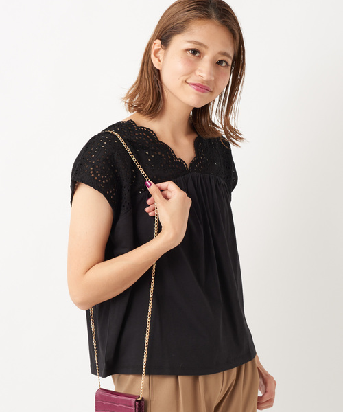 DISCOAT（ディスコート）の「カットワークレースプルオーバー（Tシャツ/カットソー・レディース・ブラック/オフホワイト/キャメル・FREE）」の15枚目の写真