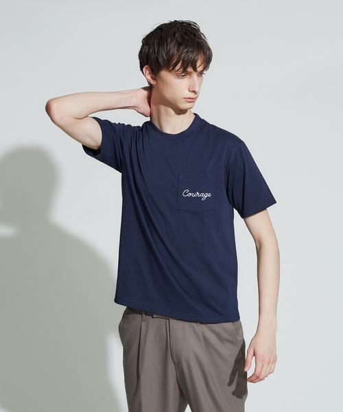 ABAHOUSE（アバハウス）の「【別注】CEIZER LOGO刺繍　ポケット半袖Tシャツ（Tシャツ/カットソー・メンズ・ホワイト/ベージュ/ネイビー・44/46）」の3枚目の写真