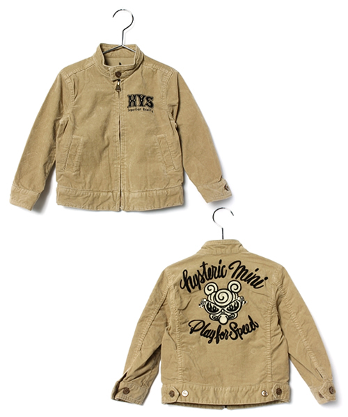HYSTERIC MINI(ヒステリックミニ)の「MOTER CYCLES “Play For Speed” スウィングトップジャケット(ブルゾン・キッズ・ベージュ/ネイビー・100/110/120)」の2枚目の写真