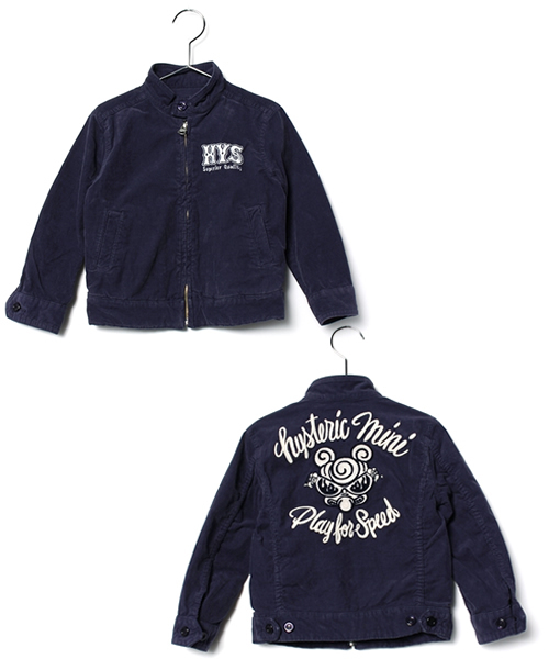HYSTERIC MINI(ヒステリックミニ)の「MOTER CYCLES “Play For Speed” スウィングトップジャケット(ブルゾン・キッズ・ベージュ/ネイビー・100/110/120)」の1枚目の写真
