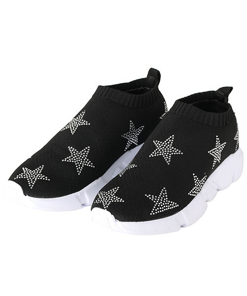 COCA(シューズ)(コカ)の「coca porta / コカポルタ 星型ラインストーン付き ソックススニーカー シューズ 419711(スニーカー)」|ブラック