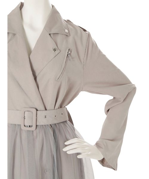 jouetie（ジュエティ）の「チュールドッキングライダースワンピース【WEB限定】（ワンピース・レディース・グレー/ピンク・MEDIUM）」の18枚目の写真