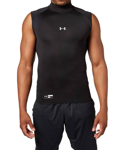 UNDER ARMOUR(アンダーアーマー)の「UAヒートギアアーマー コンプレッション スリーブレス モックネック シャツ(ベースボール/メンズ)(Tシャツ/カットソー・メンズ・ブラック/ネイビー・XXL/LG/SM/MD/XL/3XL)」の2枚目の写真
