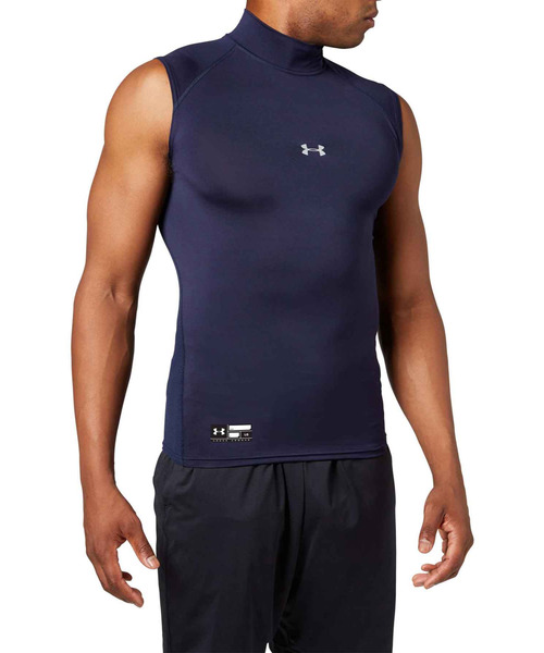 UNDER ARMOUR(アンダーアーマー)の「UAヒートギアアーマー コンプレッション スリーブレス モックネック シャツ(ベースボール/メンズ)(Tシャツ/カットソー・メンズ・ブラック/ネイビー・XXL/LG/SM/MD/XL/3XL)」の7枚目の写真