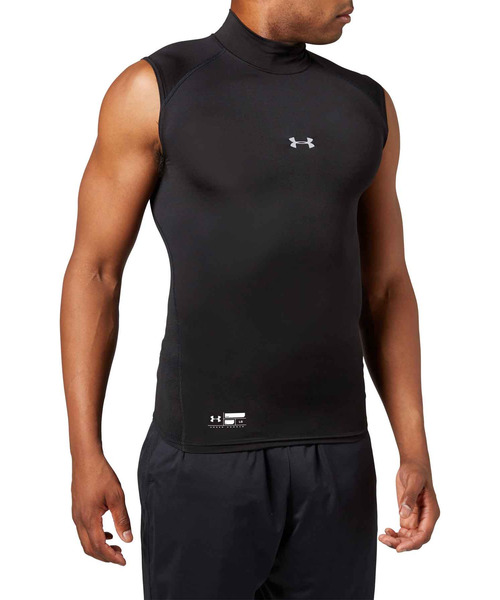 UNDER ARMOUR(アンダーアーマー)の「UAヒートギアアーマー コンプレッション スリーブレス モックネック シャツ(ベースボール/メンズ)(Tシャツ/カットソー・メンズ・ブラック/ネイビー・XXL/LG/SM/MD/XL/3XL)」の3枚目の写真