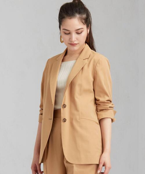 green label relaxing（グリーンレーベルリラクシング）の「[手洗い可能/エアラブルシック] ◆FM ロング テーラード ジャケット（テーラードジャケット・レディース・ナチュラル/ベージュ/ネイビー・38/40/36/34）」の2枚目の写真