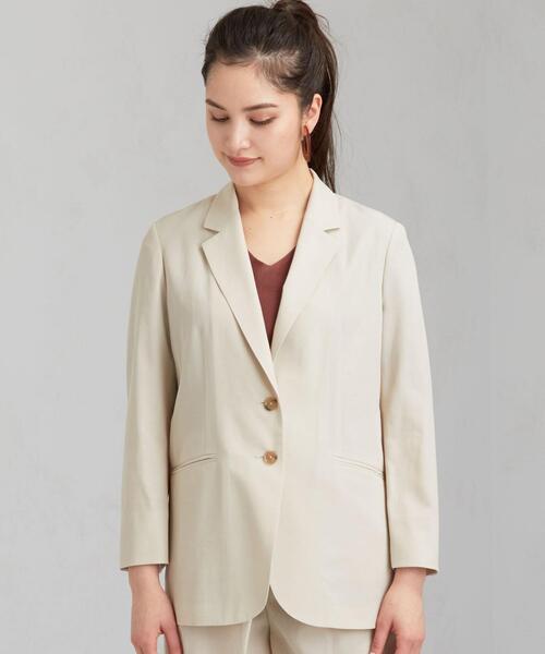 green label relaxing（グリーンレーベルリラクシング）の「[手洗い可能/エアラブルシック] ◆FM ロング テーラード ジャケット（テーラードジャケット・レディース・ナチュラル/ベージュ/ネイビー・38/40/36/34）」の11枚目の写真