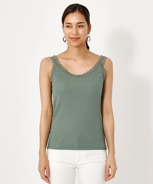 AZUL by moussy(アズールバイマウジー)の「BASIC LACE CAMISOLE/ベーシックレースキャミソール(キャミソール・レディース・ライトベージュ/ホワイト/ブラック/ライトカーキ・SMALL/MEDIUM)」の4枚目の写真