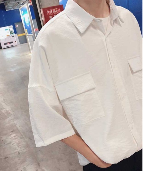 MGV（エムジーヴィー）の「【MGV】オーバーサイズリラックスダブルポケット半袖シャツ（シャツ/ブラウス・メンズ・ブラック/オレンジ/ホワイト・LARGE/X-LARGE/MEDIUM）」の5枚目の写真