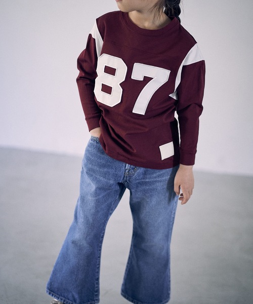 SEA(シー)の「SEA CHIBI VINTAGE 87 FOOTBALL TEE(Tシャツ/カットソー・キッズ・オフホワイト/バーガンディー・2/0/1)」の8枚目の写真