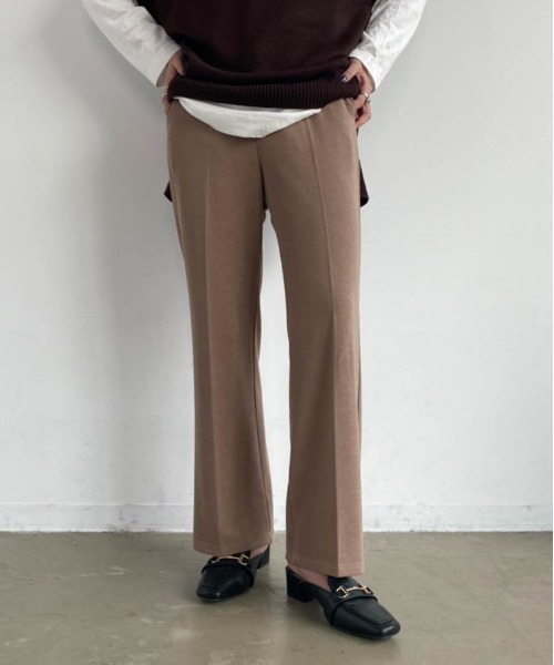 Aunt Marie's（アントマリーズ）の「AUNT MARIE'S センタープレスリブフレアパンツ（その他パンツ・レディース・ブラウン/ライトグリーン/ブラック・FREE）」の3枚目の写真