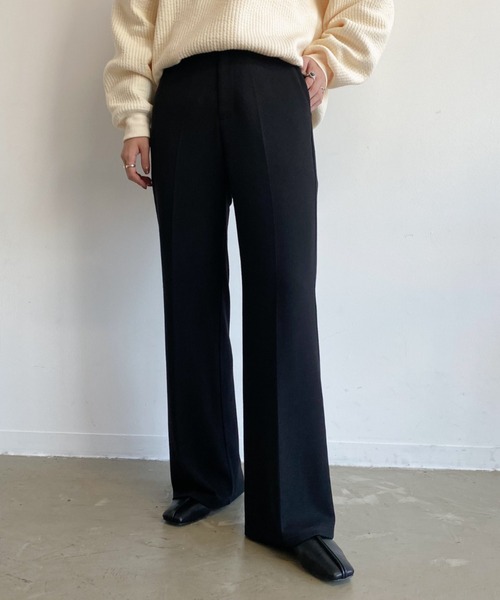 Aunt Marie's（アントマリーズ）の「AUNT MARIE'S センタープレスリブフレアパンツ（その他パンツ・レディース・ブラウン/ライトグリーン/ブラック・FREE）」の2枚目の写真