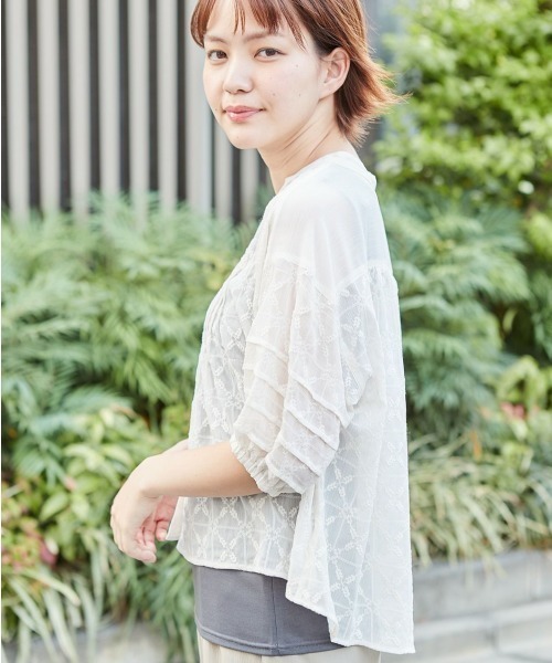 cepo（セポ）の「ドビーレース　シアーブラウス（シャツ/ブラウス・レディース・ブラック/グレー/オフホワイト/ピンク/ミント・M）」の19枚目の写真