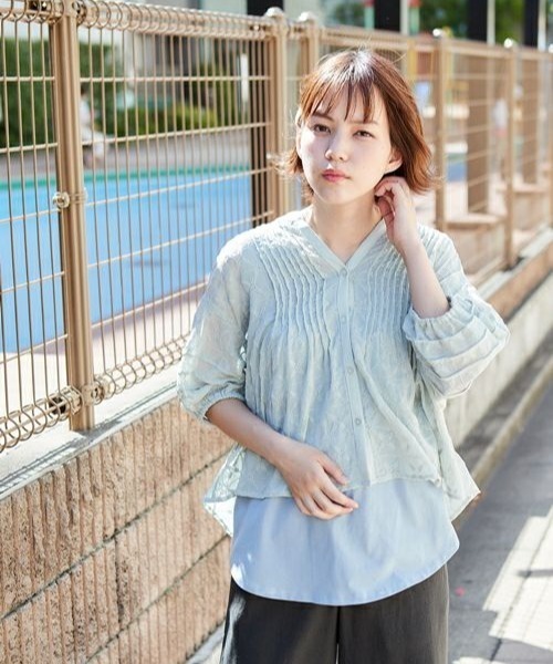 cepo（セポ）の「ドビーレース　シアーブラウス（シャツ/ブラウス・レディース・ブラック/グレー/オフホワイト/ピンク/ミント・M）」の9枚目の写真