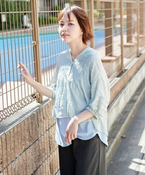 cepo（セポ）の「ドビーレース　シアーブラウス（シャツ/ブラウス・レディース・ブラック/グレー/オフホワイト/ピンク/ミント・M）」の8枚目の写真