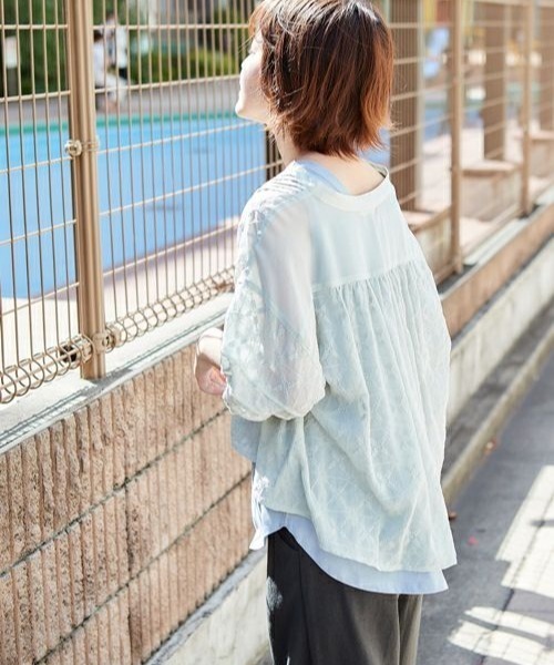 cepo（セポ）の「ドビーレース　シアーブラウス（シャツ/ブラウス・レディース・ブラック/グレー/オフホワイト/ピンク/ミント・M）」の7枚目の写真