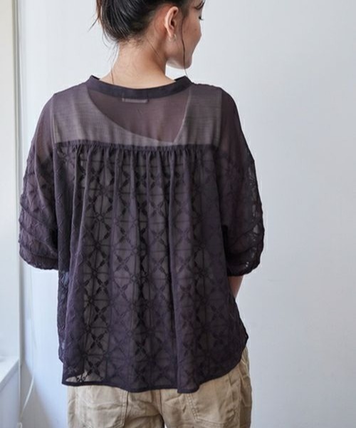 cepo（セポ）の「ドビーレース　シアーブラウス（シャツ/ブラウス・レディース・ブラック/グレー/オフホワイト/ピンク/ミント・M）」の21枚目の写真