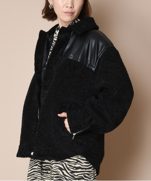 SUPERTHANKS(スーパーサンクス)の「ボアブルゾン(ユニセックス)(ブルゾン・メンズ・ブラック/クリーム・S/M/L)」の1枚目の写真