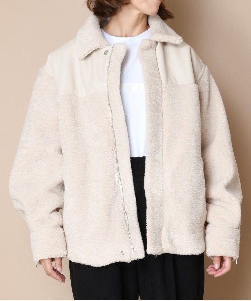 SUPERTHANKS(スーパーサンクス)の「ボアブルゾン(ユニセックス)(ブルゾン・メンズ・ブラック/クリーム・S/M/L)」の4枚目の写真