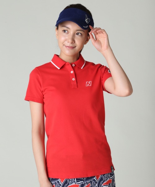 New Balance Golf(ニューバランスゴルフ)の「【new balance golf】クールマックスNワンポイント半袖ポロシャツ(METRO WOMENS)(ポロシャツ)」|レッド