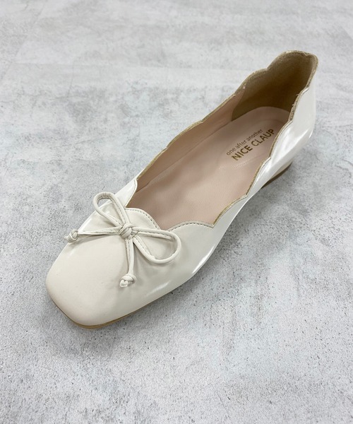 one after another NICE CLAUP（ワンアフターアナザーナイスクラップ）の「【ZOZO限定】スカラップバレエシューズ（バレエシューズ・レディース・アイボリー/ブラック・SS/S/M/L/LL）」の6枚目の写真