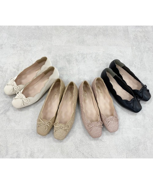 one after another NICE CLAUP（ワンアフターアナザーナイスクラップ）の「【ZOZO限定】スカラップバレエシューズ（バレエシューズ・レディース・アイボリー/ブラック・SS/S/M/L/LL）」の4枚目の写真