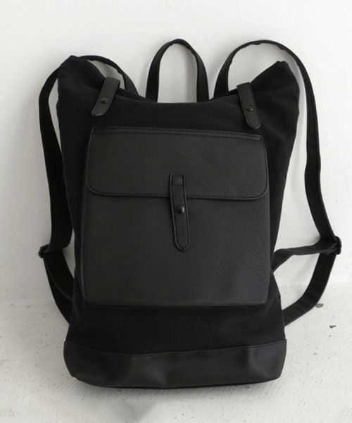 antiqua(アンティカ)の「異素材MIXスクエア型リュック(バックパック/リュック・レディース・ブラック・FREE)」の9枚目の写真