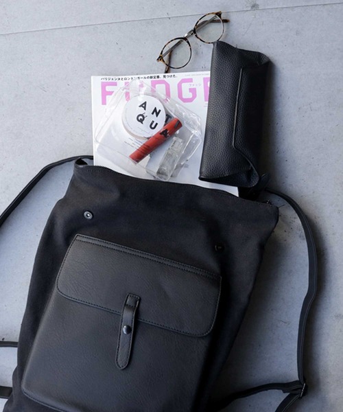 antiqua(アンティカ)の「異素材MIXスクエア型リュック(バックパック/リュック・レディース・ブラック・FREE)」の11枚目の写真