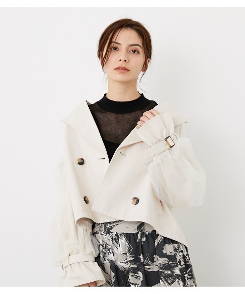 rienda❤️スリーブボリュームチュールショートトレンチコート rienda（リエンダ）の「スリーブボリュームチュールショート
