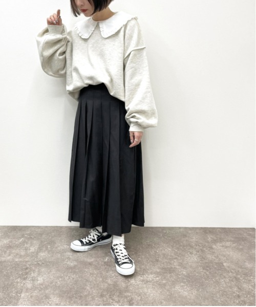 apres jour mignon（アプレジュールミニョン）の「タックプリーツスカート【ZOZOTOWN限定アイテム】（スカート・レディース・ブラック/ダークグリーン/モカ・フリー/X-LARGE）」の4枚目の写真