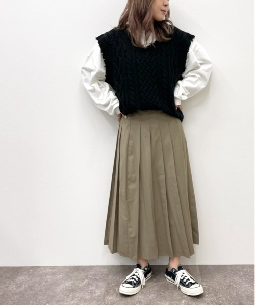 apres jour mignon（アプレジュールミニョン）の「タックプリーツスカート【ZOZOTOWN限定アイテム】（スカート・レディース・ブラック/ダークグリーン/モカ・フリー/X-LARGE）」の9枚目の写真