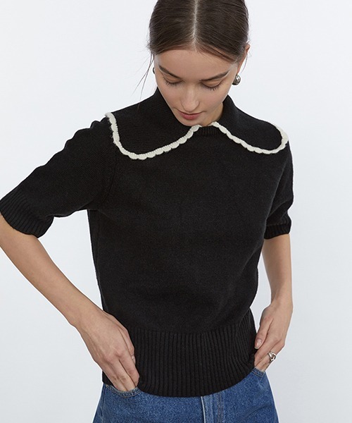 Fano Studios（ファノ ストゥディオズ）の「【Fano Studios】Lace collar middle sleeve knit FC21S102（ニット/セーター・レディース・ブラック/ホワイト・L/S/M）」の15枚目の写真