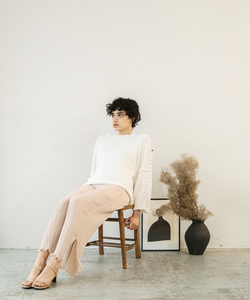 ACCL（エーシーシーエル）の「ワッシャーワイドパンツ（その他パンツ・レディース・ブラック/オフホワイト/ピンク・FREE）」の2枚目の写真