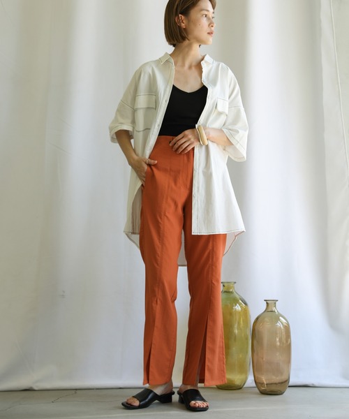 select MOCA(セレクトモカ)の「ベルトデザインフレアスリットパンツ(その他パンツ・レディース・ライム/オレンジ/ブルー・SMALL/MEDIUM)」の6枚目の写真