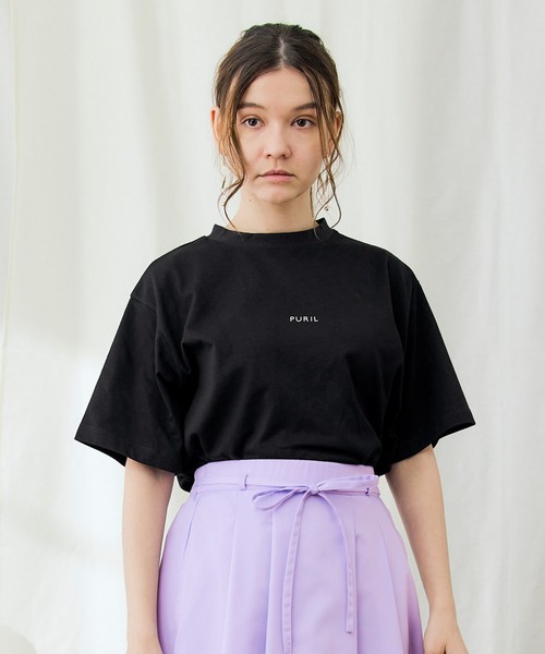 PURIL（ピュリル）の「【PURIL】ブランドロゴプリント オーバーサイズ半袖カットソー（Tシャツ/カットソー・レディース・ブラック/ミント/ホワイト/ベージュ・FREE）」の22枚目の写真