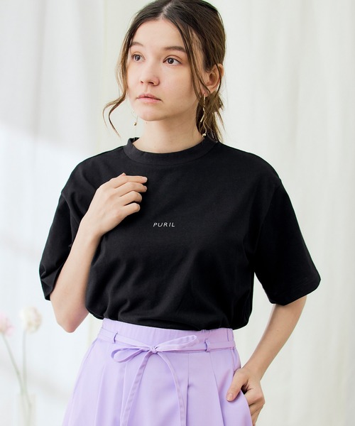 PURIL（ピュリル）の「【PURIL】ブランドロゴプリント オーバーサイズ半袖カットソー（Tシャツ/カットソー・レディース・ブラック/ミント/ホワイト/ベージュ・FREE）」の10枚目の写真