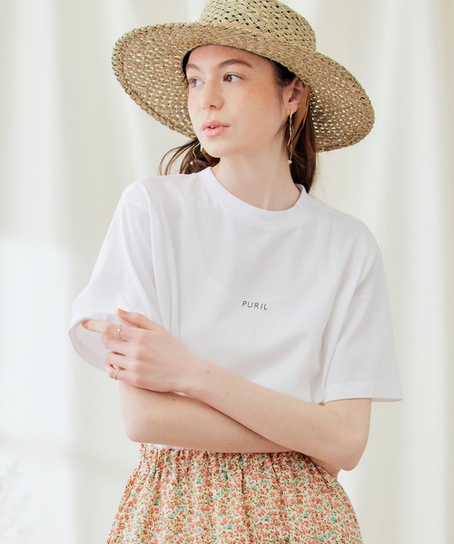 PURIL（ピュリル）の「【PURIL】ブランドロゴプリント オーバーサイズ半袖カットソー（Tシャツ/カットソー・レディース・ブラック/ミント/ホワイト/ベージュ・FREE）」の18枚目の写真