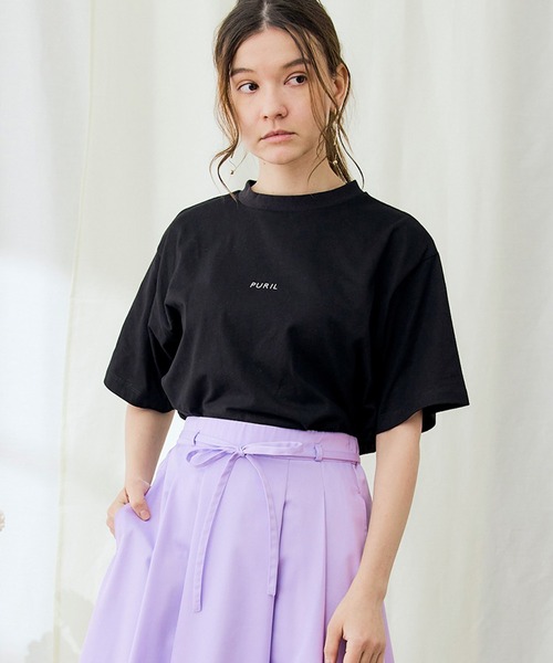 PURIL（ピュリル）の「【PURIL】ブランドロゴプリント オーバーサイズ半袖カットソー（Tシャツ/カットソー・レディース・ブラック/ミント/ホワイト/ベージュ・FREE）」の19枚目の写真